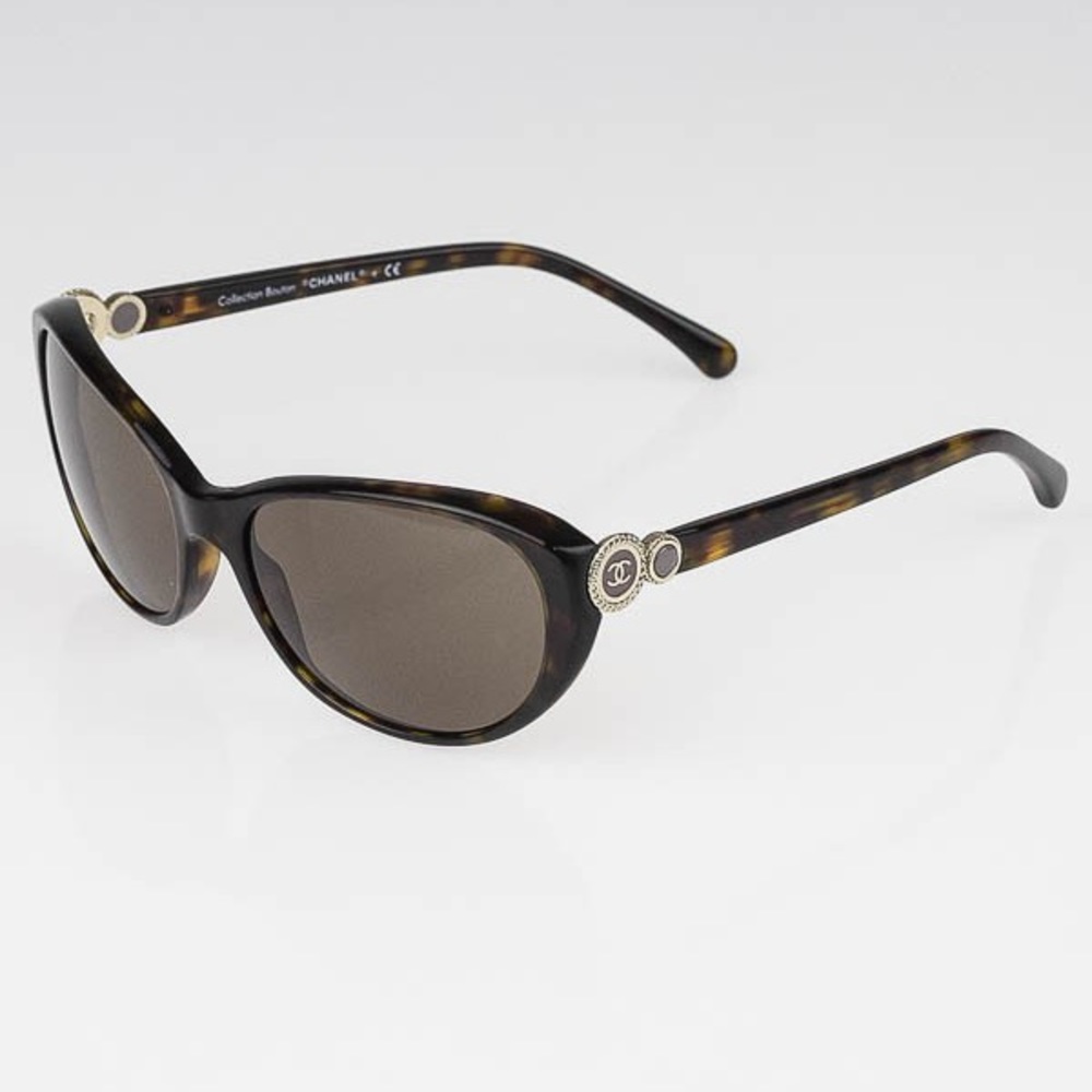 Authentic Chanel Tortiose Shell Button Sunglasses - image 2